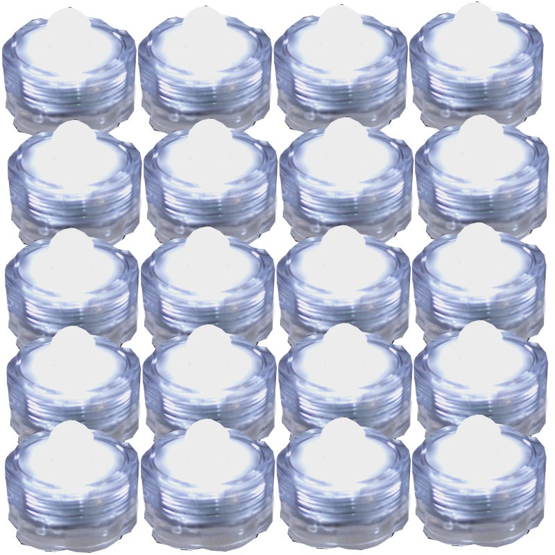 JYtrend Bright LED Floral Tea Light Submersible Lights for Party Wedding (White, 20 Pack) - Image 1
